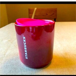 ❌GIFT❌ Starbucks Red Ombre Ceramic Stainless Insulted Short Cup Tumbler 12oz New